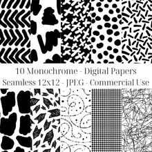 Load image into Gallery viewer, Black and White Seamless pattern