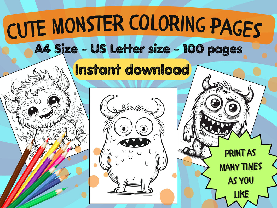 Cute monster coloring pages - 100
